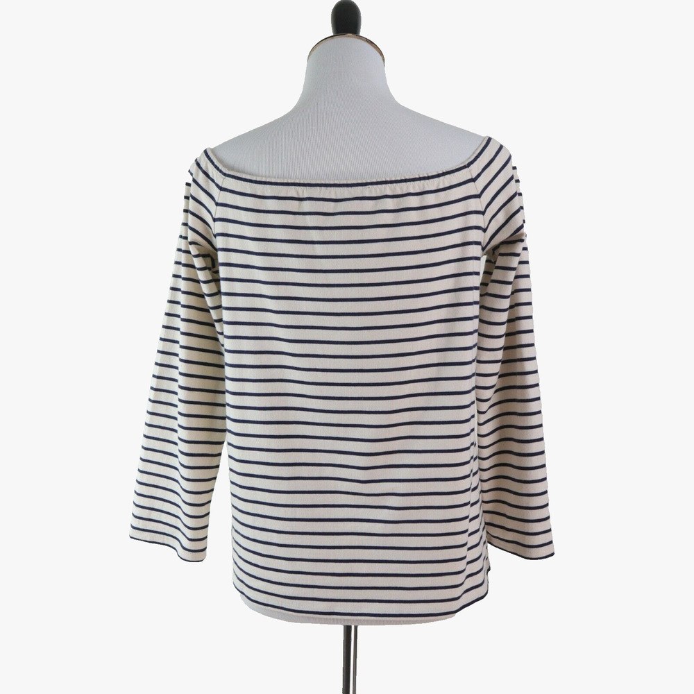 Theory Size M Aprine K Classic Stripe Off-the-Shoulder Top White Black - Picture 5 of 10